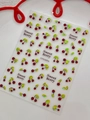 3D cherry nail art stickers with glitter laser leaves and Sweet Berry text motifs - Silver Laser Jelly (YT7576Pro)