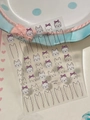 Self-adhesive embossed nail sticker featuring cute cat line art and purple bows YT7352 - Purple (YT7352)