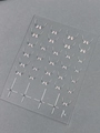 Embossed nail art stickers featuring pink bows, silver lines, and stars on model YT7649 - YT7649Si / Nude