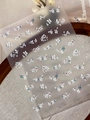 Weiße Blumen-Nagelsticker mit zarten kleinen Blütenmustern für die Frühlingsmaniküre - Flacher Stil YT7701Pm Blau
