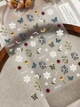 Detailed 5D embossed nail art stickers with daisy and sunflower floral designs - Embossed YT7986