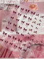 Elegant wine red bow nail stickers with sparkling rhinestones for manicure decor - Rhinestone Black (YT7754S)