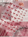 Sparkling red bow nail art stickers with crystal accents for stylish manicure DIY - Rhinestone Red (YT7755S)