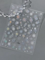 Holographic laser and white snowflake nail art stickers for minimalist DIY winter manicure - Silver Laser Large Blue (YT7843Ls)