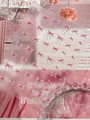Pink bow nail art stickers with silver rhinestones on YT7756 S sheet for elegant manicures - Rhinestone Pink (YT7756S)