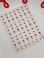 3D embossed nail stickers featuring Chinese red buttons and silver pearls, style YT7839 - YT7839P Red / Red
