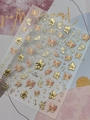 3D embossed butterfly nail stickers with gold and pink floral designs for DIY manicures - Bronzing Pink Butterfly (YT7490Pro)