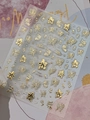 3D gold butterfly and floral embossed nail art stickers with metallic texture finish - Bronzing White Butterfly (YT7491Pro)