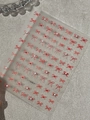 Elegant red bow nail art stickers with white pearl accents and translucent base YT7836 P - Pearl Red Style (YT7836P) / Red