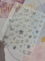 Holographic silver butterfly nail art stickers with floral accents model YT7493 - Starry White Butterfly (YT7493Pro)