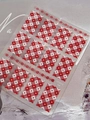 Red and white argyle nail stickers with heart patterns, model YT7619 nail art decals - Red Gingham Heart Jelly Style (YT7619Gd) / Red