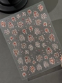 Stickers ongles YT7904 avec motifs de feux d'artifice rouge, blanc et or sur fond clair - Sable Moyen Rouge Rouge (YT7904) / Rouge