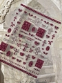 Pink and purple leopard print nail stickers with 3D crosses and alphabets - Silver Stamping Pink (YT7558Si)