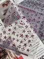 Leopard print nail stickers with purple stars and bow designs, model YT7546 - Leopard Star (YT7546Pro) / Pink