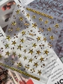 Star-shaped nail stickers with gold leopard print and glitter texture, model YT7548 - Leopard Star (YT7548Pro) / Yellow