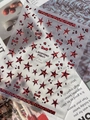 Nail art sticker with red leopard stars and bow designs featuring silver laser edges - Leopard Star (YT7549Pro) / Red