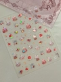 Laser cute rabbit nail sticker featuring pink strawberry cake and bow patterns YT7689 - Shell Light Style (YT7689Te)