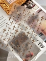 Y2K style leopard print cross nail stickers with silver glitter accents and clear backing - Hot Silver YT7565Si Brown