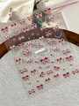 5D embossed nail stickers featuring red and white baroque bows and hearts style YT7683 - Embossed Style (YT7683)