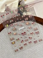 Holographic red baroque bow nail art stickers with laser finish and embossed detail - Holographic Shell Light Style (YT7684Te)