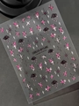 Cooler Offline nail art decals with pink and black stars and clouds on transparent base - Relief Pink & Black Star Cloud Style(YT7513)