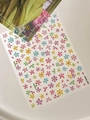 3D embossed floral nail stickers featuring colorful small flowers and green leaves - Colorful Tiny Floral Jelly Style (YT8481)