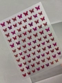 Holographic butterfly nail art sticker in dark pink and brick red shades - Silver Laser Red Butterfly (YT6974Pro)