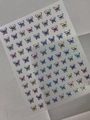 Glittery laser butterfly nail art sticker with holographic blue and purple gradient effects - Silver Laser Multicolor Butterfly (YT6975Pro)