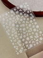 White 5D embossed floral nail stickers with laser glitter accents for manicure art - White Flower Shell Light Style (YT7975)