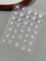 Pink and purple hand-painted butterfly nail stickers with geometric patterns YT6328 - Purple Butterfly (YT6328)