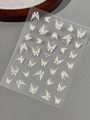 Minimalist white hand-drawn butterfly nail sticker YT6333 with a glittery pearlescent finish - Warm White Butterfly (YT6333)