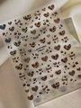 Leopard print heart and bow nail art stickers with metallic glitter finish Pro YT7540 - Jelly Starlight Brown (YT7540)