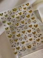 Sparkly leopard and zebra print nail stickers with gold heart and bow-tie designs - Jelly Starlight Yellow (YT7541)