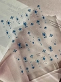 YT7442 Pro+ Baroque 3D nail stickers featuring silver patterns and blue faux gemstones - Silver Foil Jelly (YT7442 Pro+ Blue)