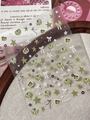 3D relief nail sticker featuring green apples and bow designs for spring manicure - YT7474 Apple Bowknot Pattern (Green) / Green