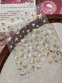 3D relief nail art stickers with gold stars and white apple bows on transparent sheet - YT7484 Apple Star Pattern (Gold Pro) / Gold