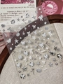 Adesivi per nail art 3D a rilievo con stelle d'argento e fiocchi YT748 - Argento