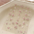 Detailansicht der 5D geprägten Nagelaufkleber mit rosa Rosen und weißen Schmetterlingen - YT3719 Relief