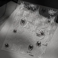 Detail of Halloween spider web nail stickers with black spiders and text patterns - TY3685 Embossed