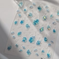 Iridescent blue shell and bubble embossed nail art stickers with laser finish - Aurora Shell Pattern (YT3732)