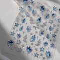 Marine theme embossed nail stickers in blue and silver with shells and starfish YT3733 Si - Silver Stamping Ocean Pattern (YT3733)