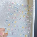 Macro detail of 3D alphabet and number nail stickers in macaron colors on a sheet - Letter And Number Jelly Style (YT3869)