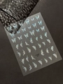Silver laser butterfly nail stickers model YT6685 Pro with holographic effect on dark base - Holographic Full Color Style (YT6685Pro)