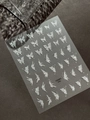 Self-adhesive 3D silver metallic butterfly nail stickers YT6683 Pro with relief effect - Bright Silver Metallic Relief Style (YT6683Pro)