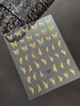 Elegant gold butterfly nail art stickers with embossed metallic texture on black background - Bright Gold Metallic Relief Style (YT6684Pro)