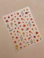 Reliëf herfst esdoornblad nagelstickers met Chinese inkt landschap en poëzie - 3D Reliëf Herfst Stijl (YT6838)