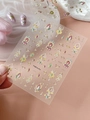 Goldene 5D-Relief Nagelaufkleber im Barock-Stil mit floralen Details, Modell YT6816 Pro - Goldprägung Gelee (YT6816Pro)
