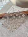 5D embossed silver floral nail art stickers with crystal rhinestones style YT7084 - Crystal Diamond Embossed (YT7084S)