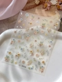 Geprägte Blumen-Nagelaufkleber in Hellblau und Gelbtönen, Modell YT7115 - Kurzer Stil (YT7115)