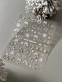 Golden Christmas nail stickers with pearl wreath and white snowflakes design YT7176 - Bronzing Gold Jelly (YT7176ProP(珍珠款))